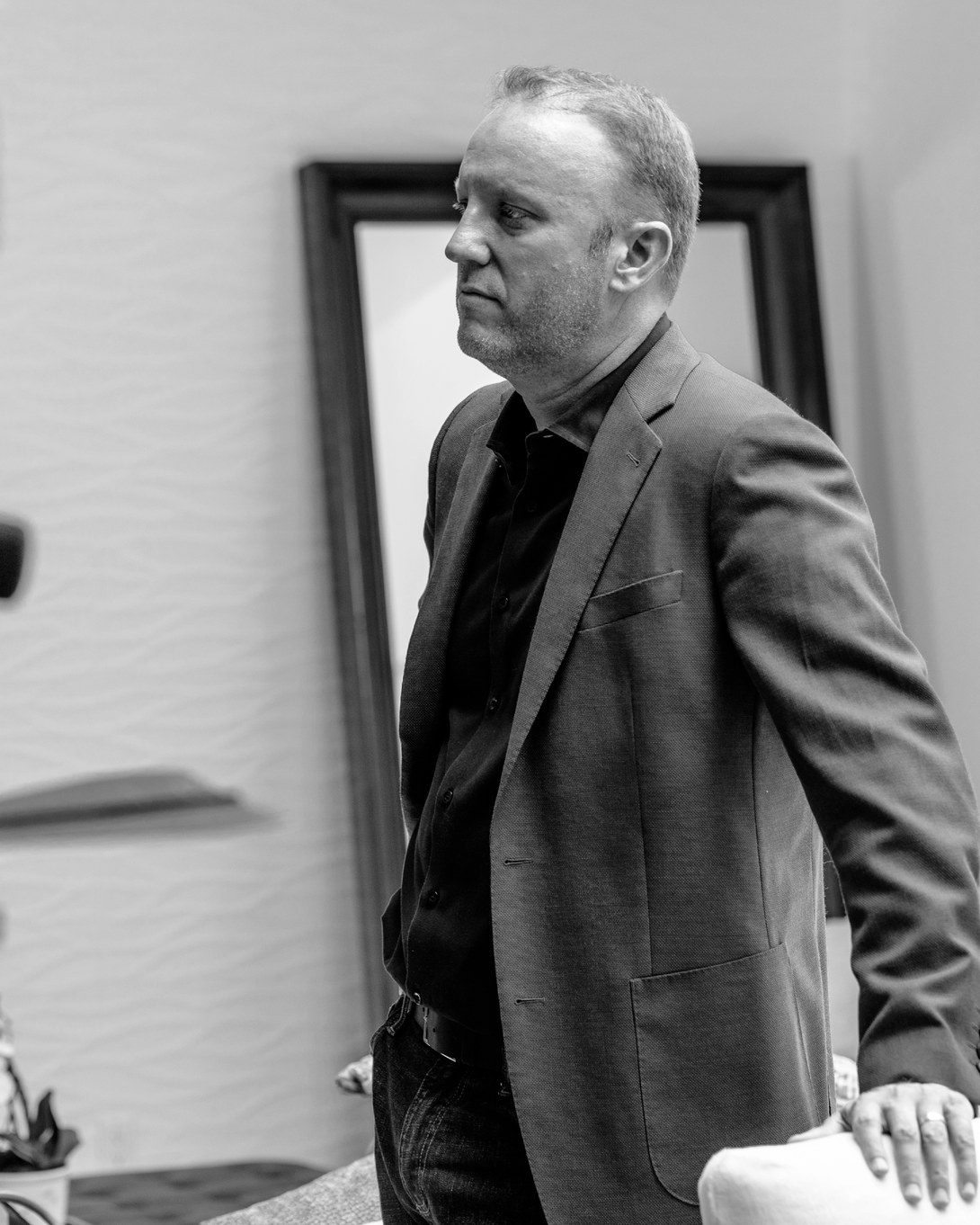 Darren Marble on set, behind the scenes of Going Public